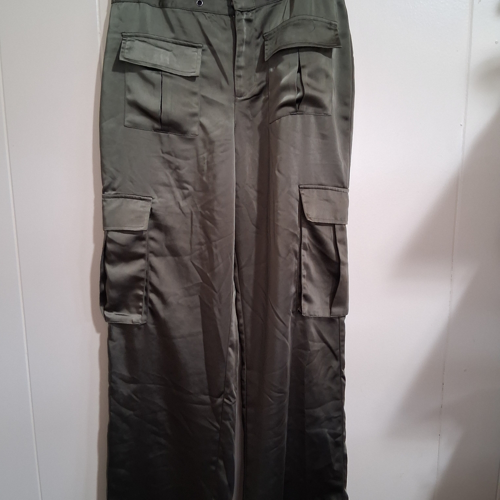 Sanctuary Satin Olive Trousers
